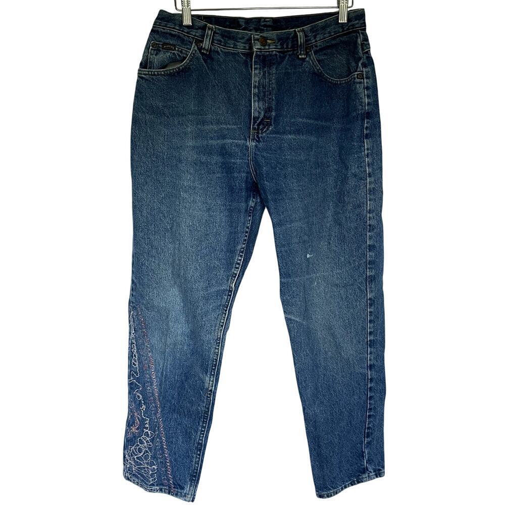 Riders by Lee Embroidered leg high waist cotton jeans women's size 14P denim